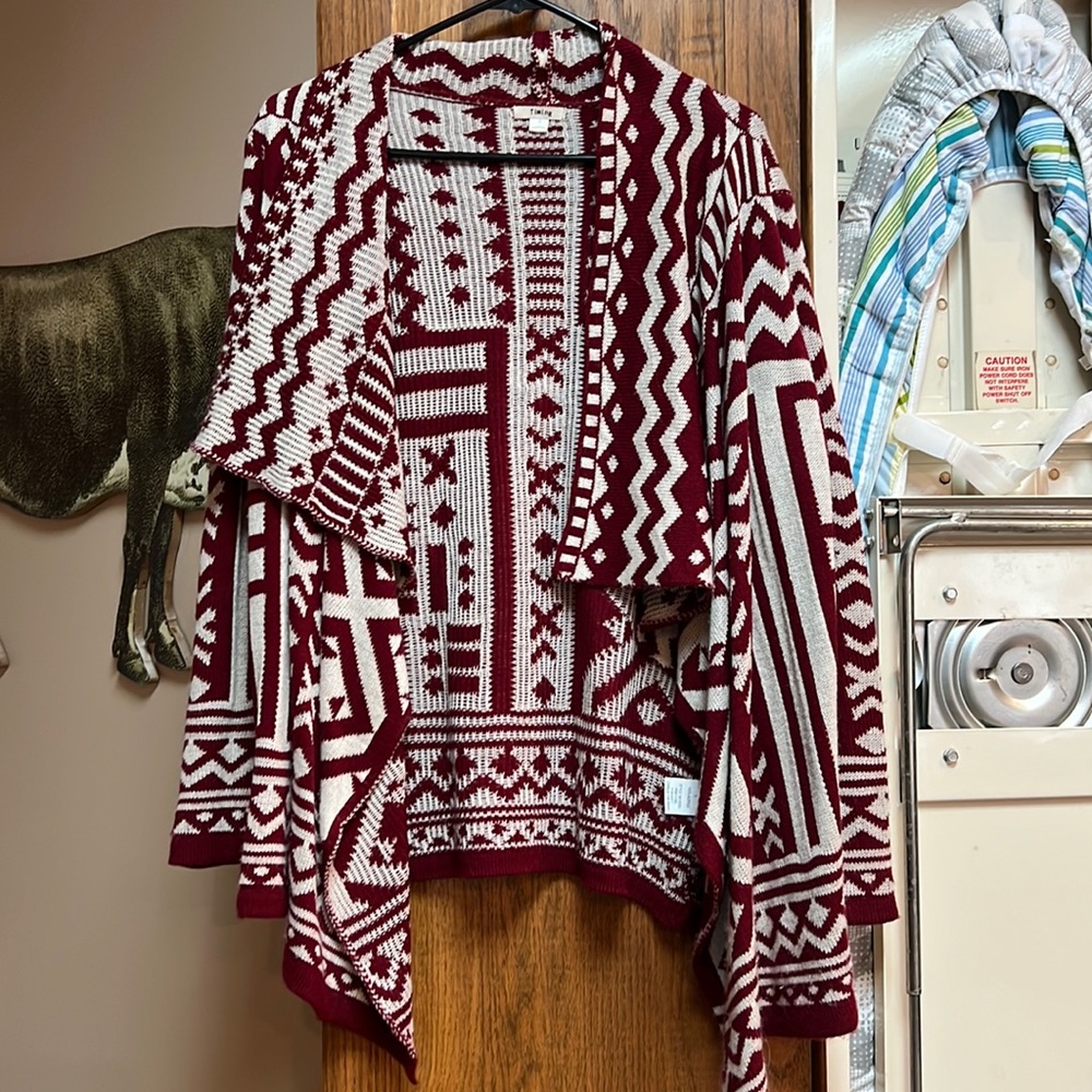 Timing maroon Aztec cardigan